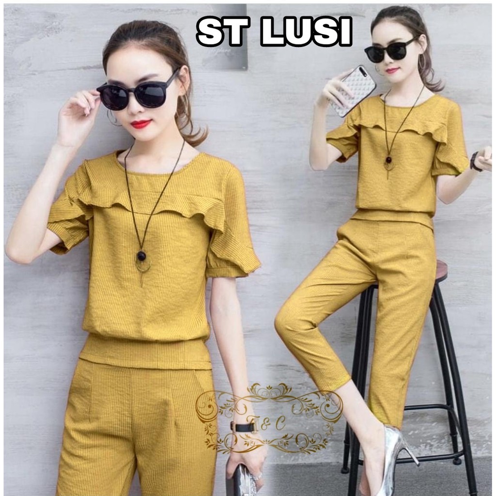 setelan celana casual Lusia/set training wanita/setelan olah raga wanita/fashion wanita/baju senam