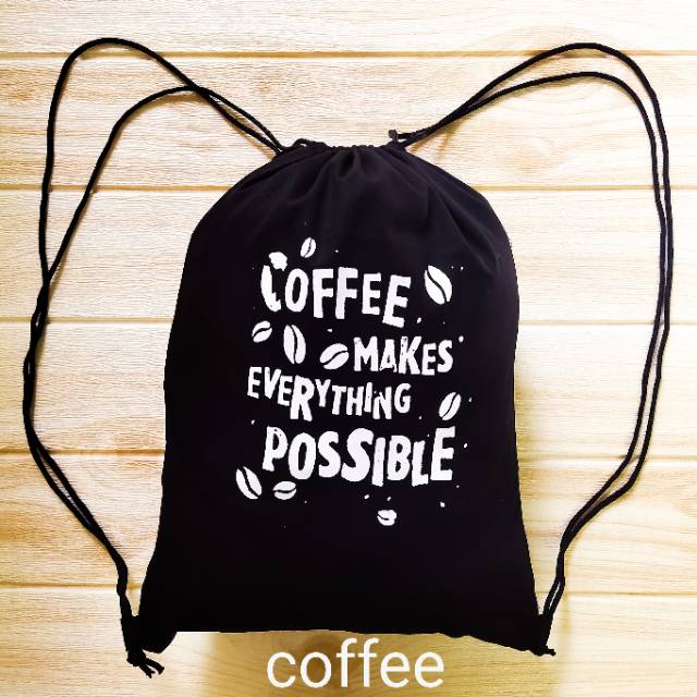 STRINGBAG TAS RANSEL SERUT SABLON COFFEE MAKES |bahan drill halus premium