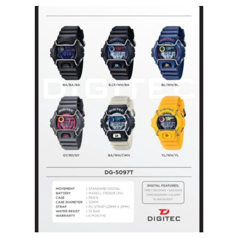 Jam Tangan 5097 Digital For Sale Jam Keren Fashion Pria Anti Air DG5097 Outdoor