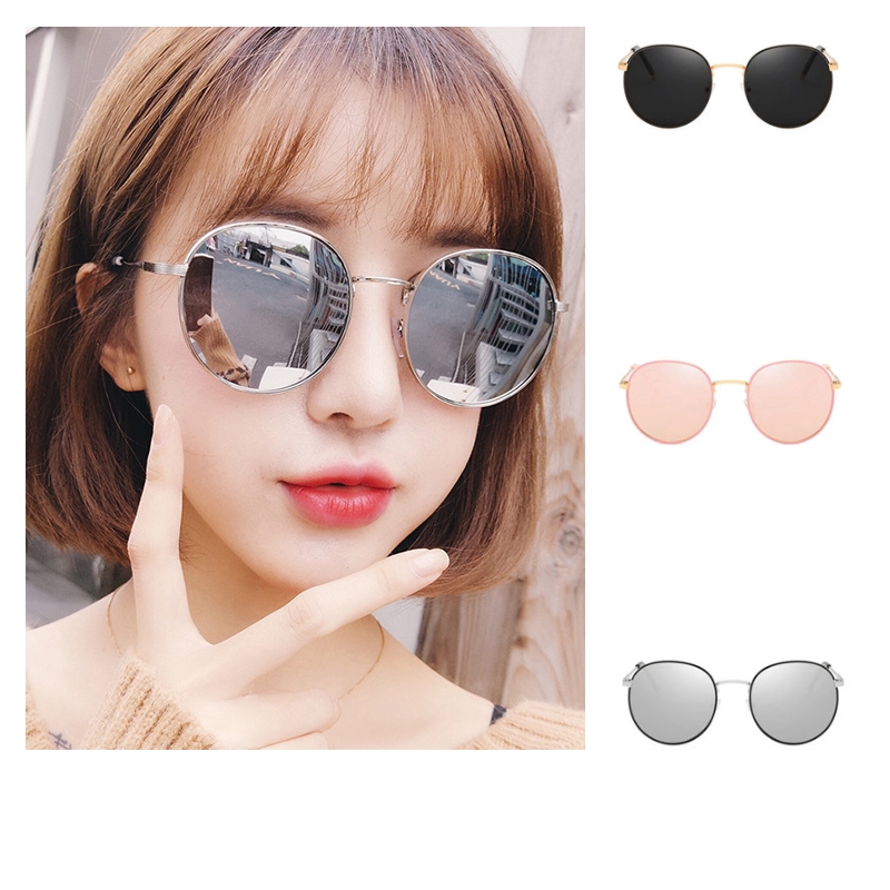 (YUZHU) Ready Stock Kacamata Sunglasses Wanita  Anti UV  Round Kacamata Hitam