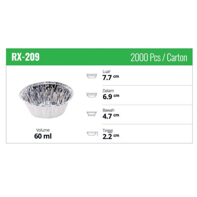 Aluminium Cup RX 209  Alumunium Tray Rx209  Loyang Kue Pie isi 10 pcs