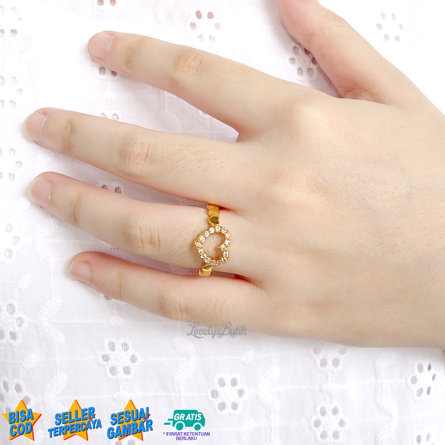 Cincin Xuping Anti Karat F3licia Cincin Wanita Remaja Terbaru Model Permata Love Lovelybutik