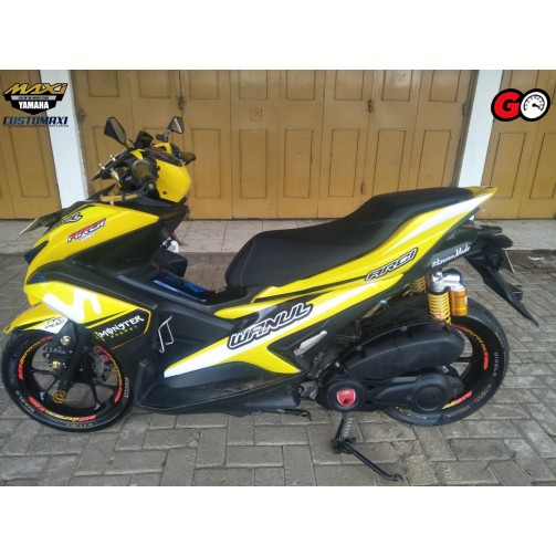 sticker motor decal aerox simple kuning bisa tambah nama/tulisan decal aerox fullbody