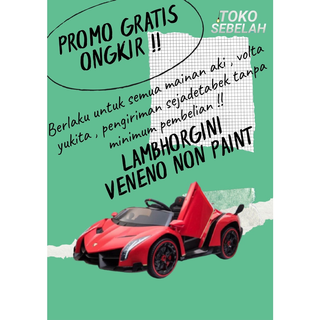 Mainan Anak Mobil Aki Yukita Lamborghini Veneno Non Paint