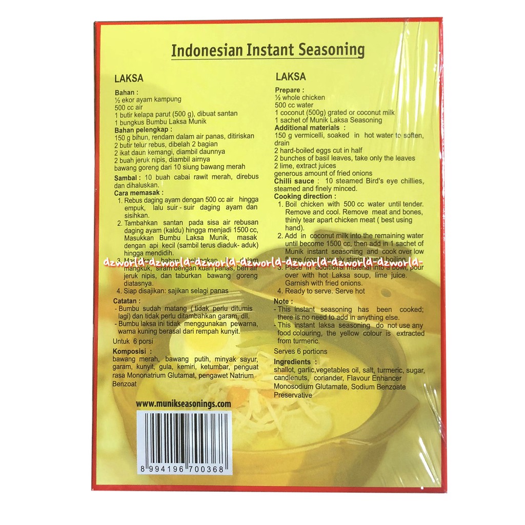 Munik Bumbu Laksa Lakca Seasoning Bumbu Instan Travelling 70gr