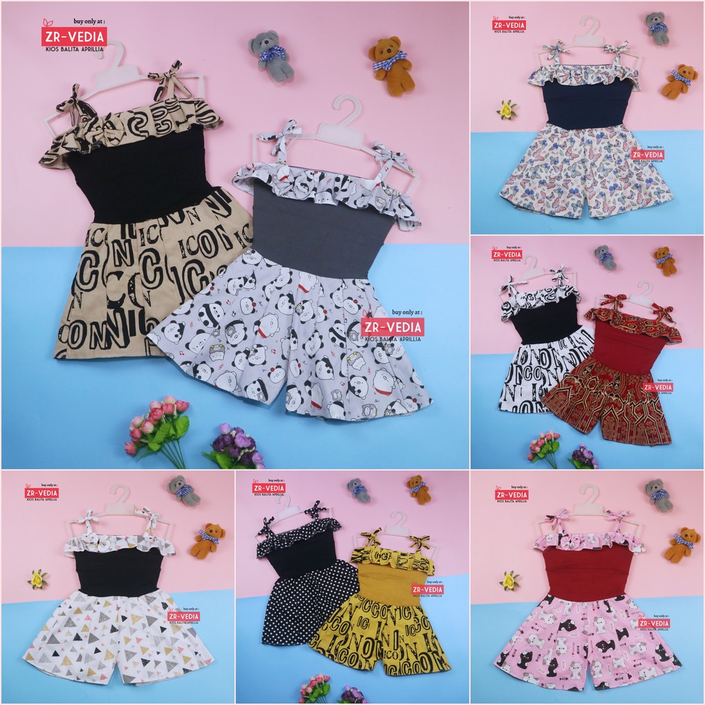 Jumpsuit Sweety uk 1-2 Tahun / Baju Anak Perempuan Adem Import Tank Top Overall Kensi Balita Cewek