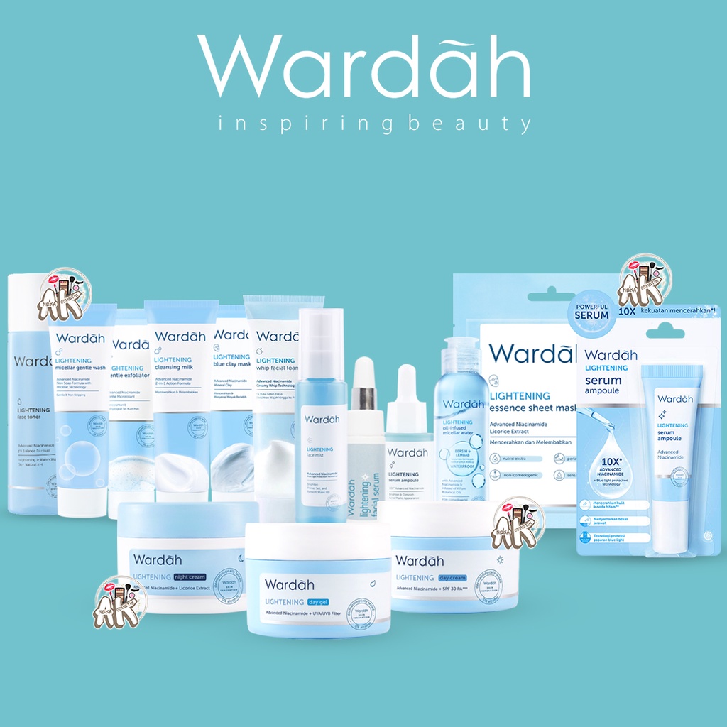 WARDAH LIGHTENING ( WASH, EXFOLIATOR, TONER, CLEANSING, CLAY/SHEET MASK, FACE MIST, SERUM,DAY/NIGHT)