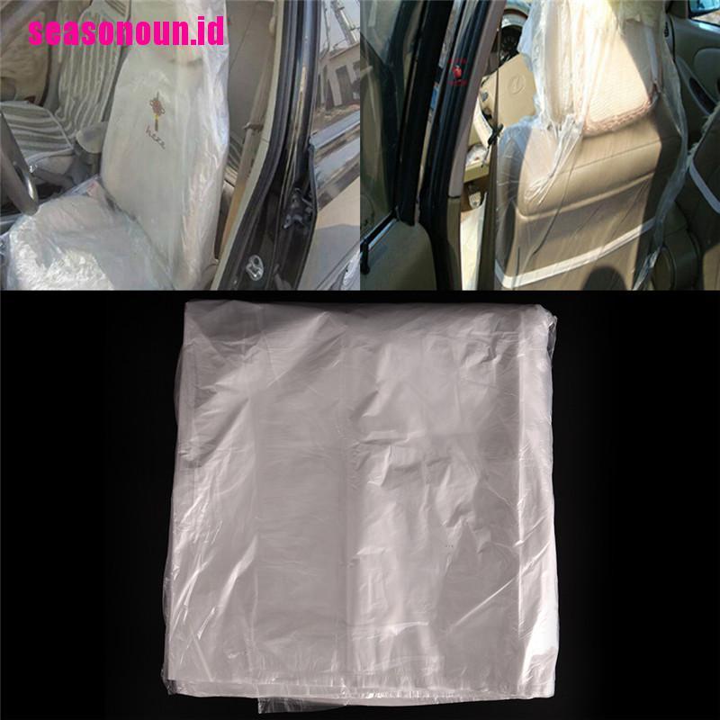 10 Pcs Cover Pelindung Kursi Mobil Bahan Plastik Sekali Pakai