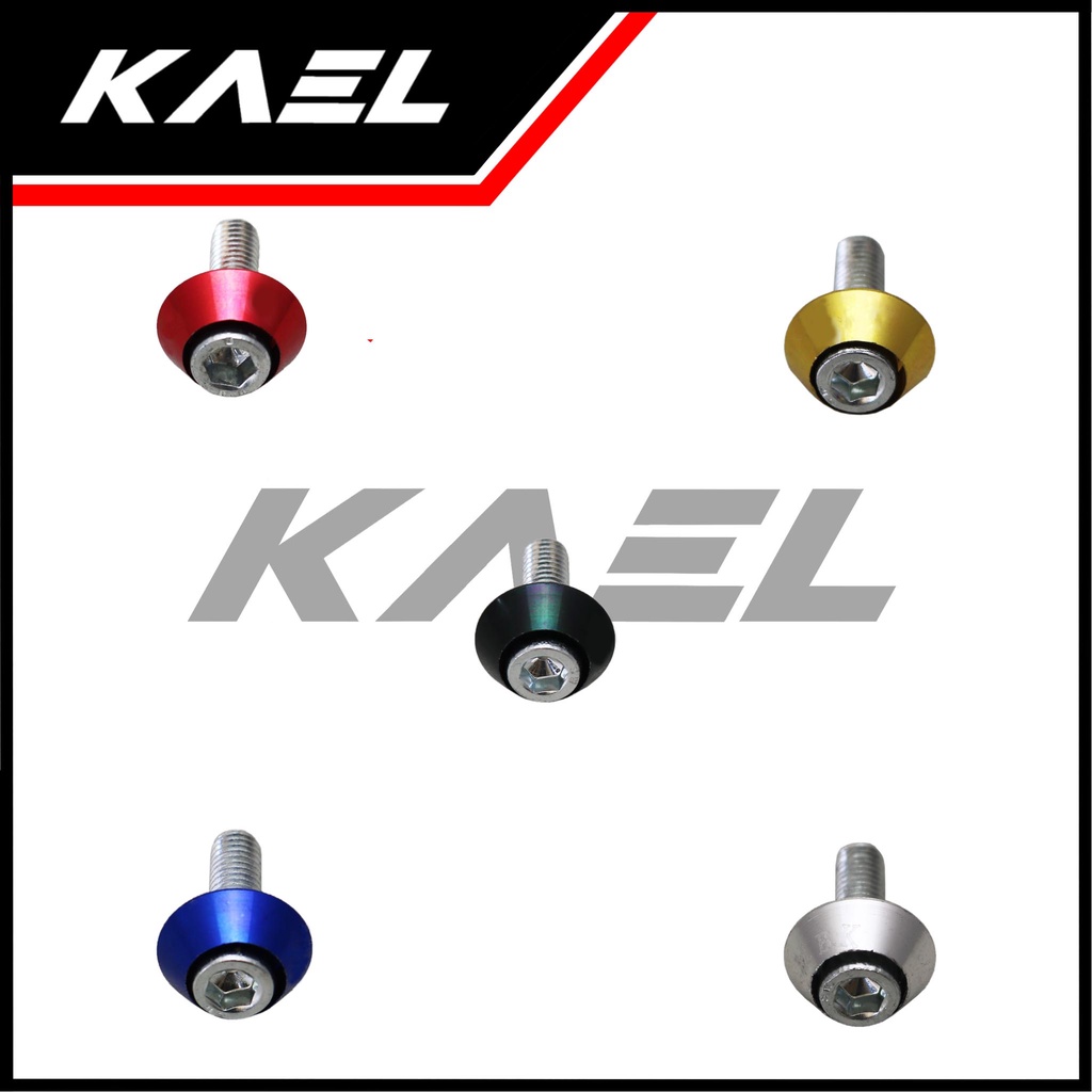 Baut L10-Ring Monel Motor Honda-Yamaha-Suzuki-Kawasaki Variasi Plat Nomor-Body-Bodi-Spakbor-Blok-Block Mesin-dll M6-6 mm x 18 mm L5 L 5-10 Baud