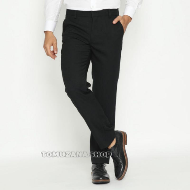 CELANA PANJANG | FORMAL | KERJA | KANTOR | BAHAN | DASAR | KAIN | SLIM FIT | PRIA | COWOK | HITAM | BURLOIS | ORIGINAL