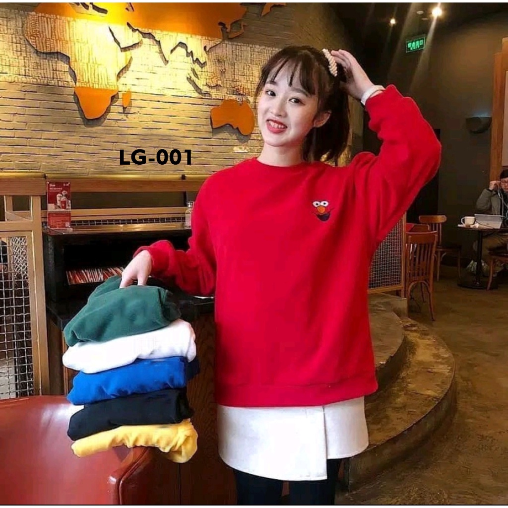 AA1- Sweater Oversize Wanita Fleece Elmo Brown