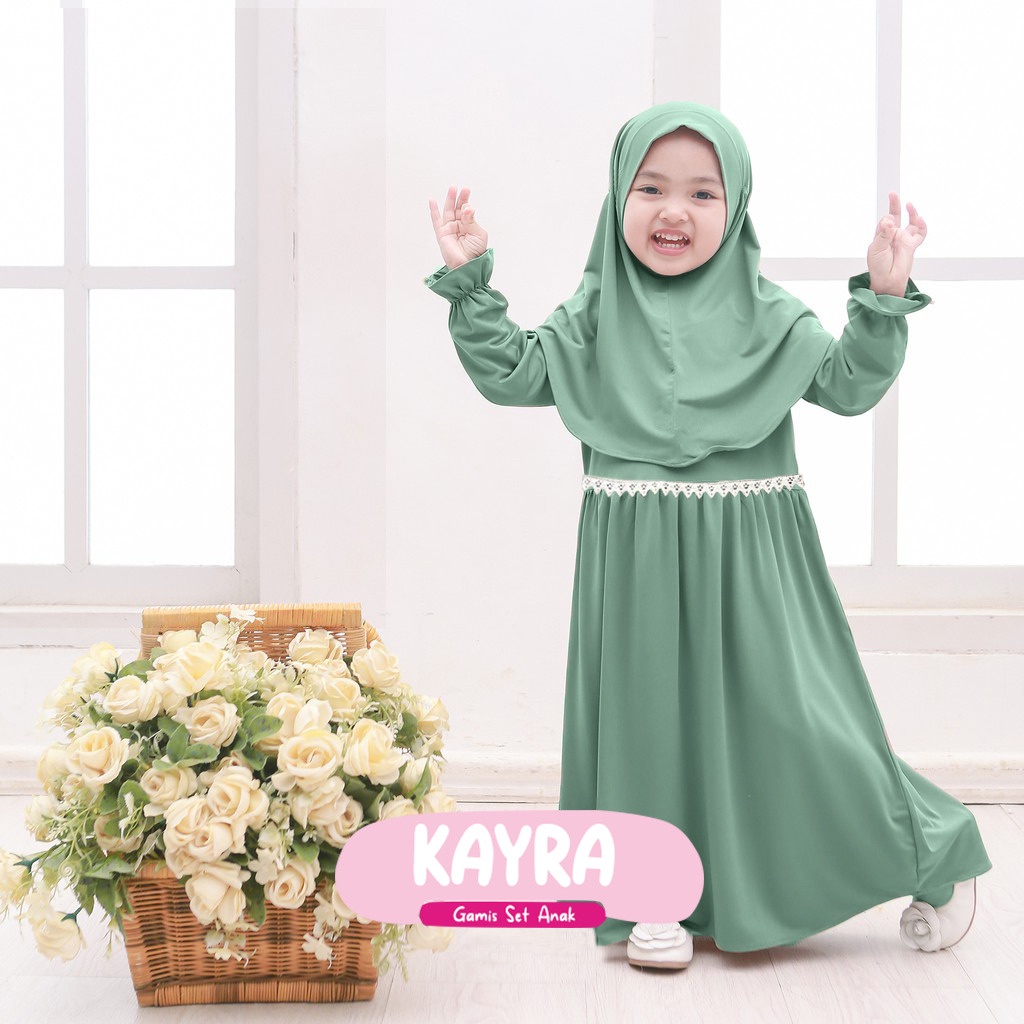 Baju Gamis Bayi Perempuan 0-3 tahun Pakaian Muslim Anak Free Jilbab Dress Lebaran