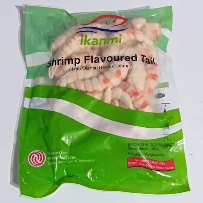 

Shrimp Flavour Tail 450 Gram / Ikan Olahan Bentuk Udang IKANMI/bakso ikan/baso ikan/frozen