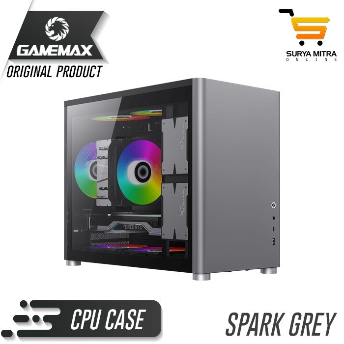 GameMax Spark Grey M-ATX Desktop Gaming Computer Case