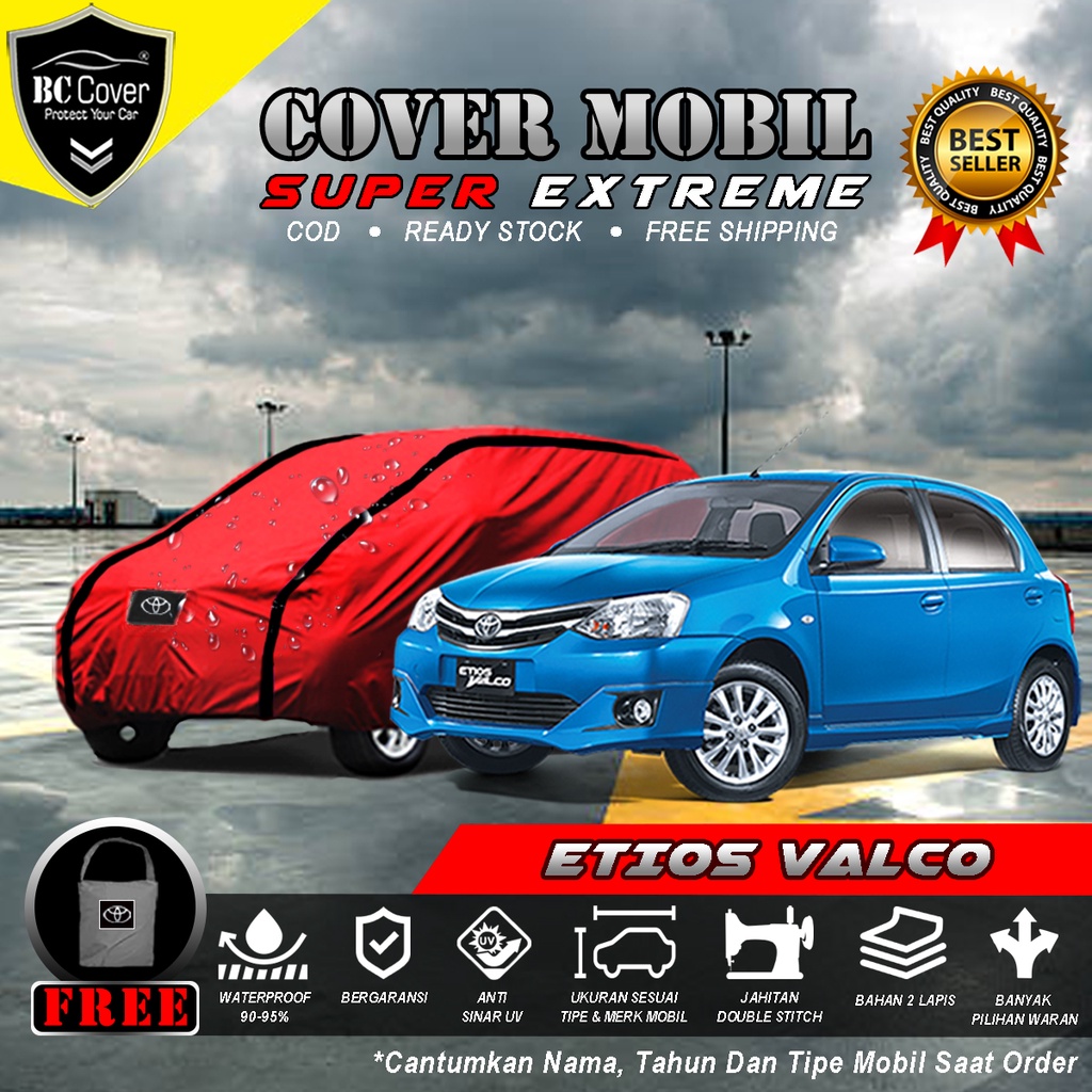 Body Cover Mobil Etios Valco Outdoor Waterproof / Sarung Mobil Toyota Etios Waterproof / Selimut Tutup Mantol Kerudung Mantel Penutup Mobil Etios Valco Waterproof Outdoor Anti Air