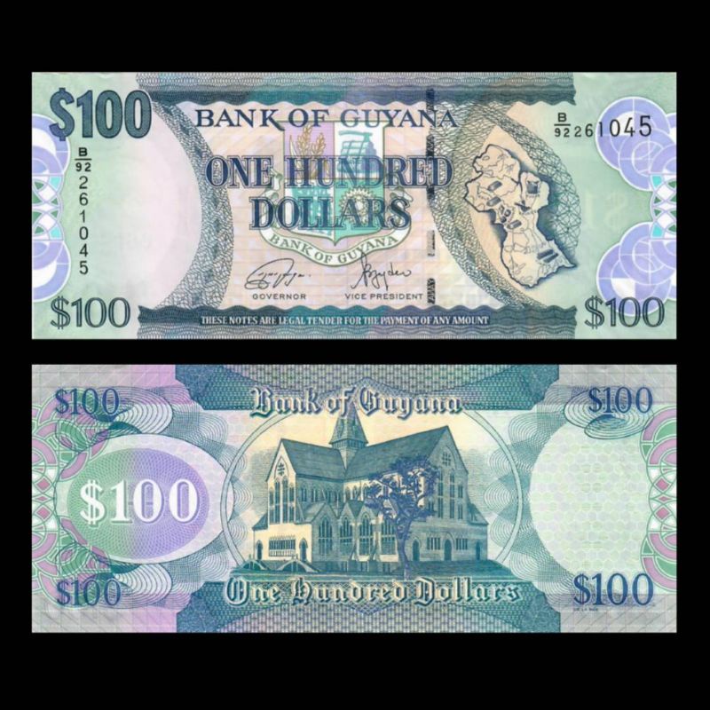 UANG GUYANA 100 DOLLAR 2022 UNC VARIAN TERBARU