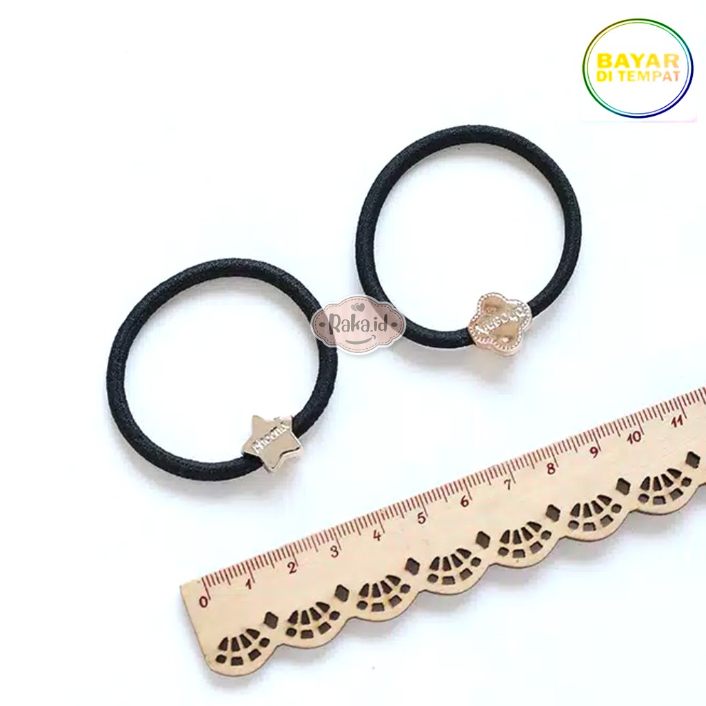 Raka - 2 Pcs Ikat Rambut Wanita Hitam / Aksesoris Rambut Wanita / Ikat Rambut Elastis - Random