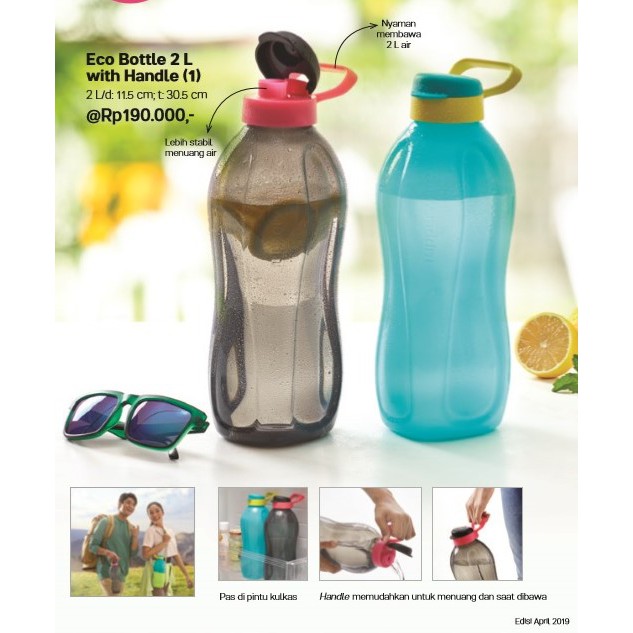 Tupperware Eco Bottle 2 liter 1pcs Botol Air Minum Eco Bottle 2l