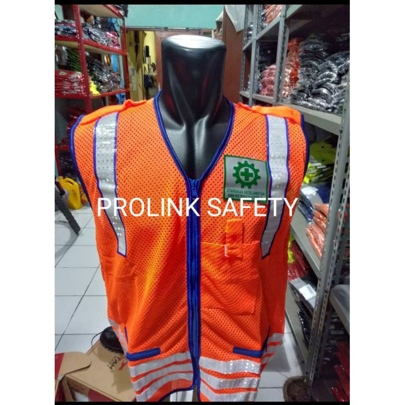 ROMPI SAFETY BERLOGO BAHAN JARING JALA DOBLE TEBAL ORANYE SCOTLIGHT DOBLE MENYALA