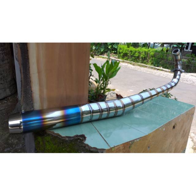 Knalpot motor rx king standar racing ujung biru