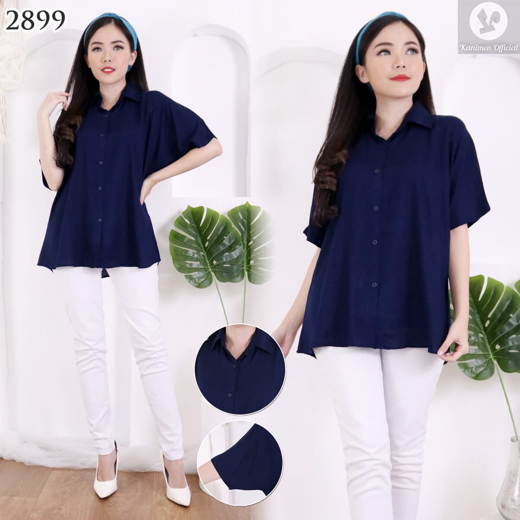 KEMEJA WANITA POLOS LENGAN PENDEK BASIC KATUN RAYON 30s -2899--8