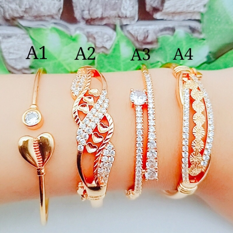 titanium gelang wanita mata zirkon gold plated terbaru