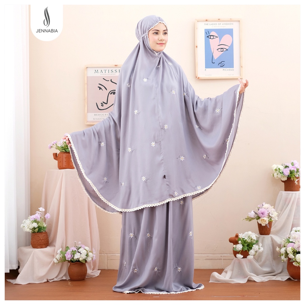 JENNABIA - Mukena Dewasa Rayon Premium Bordir Cantik Floral Daisy