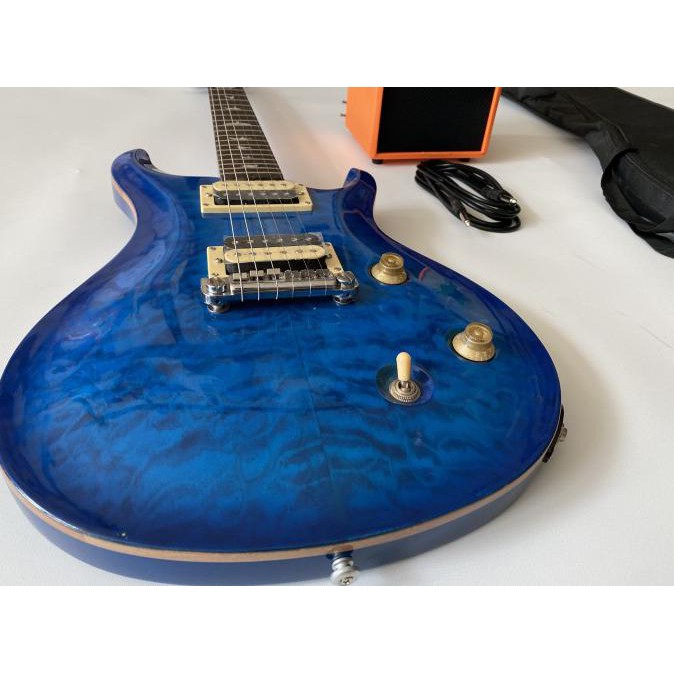 Paketan Gitar Prs Biru + Ampli Distorsi + Kabel Jack & Tas Gitar
