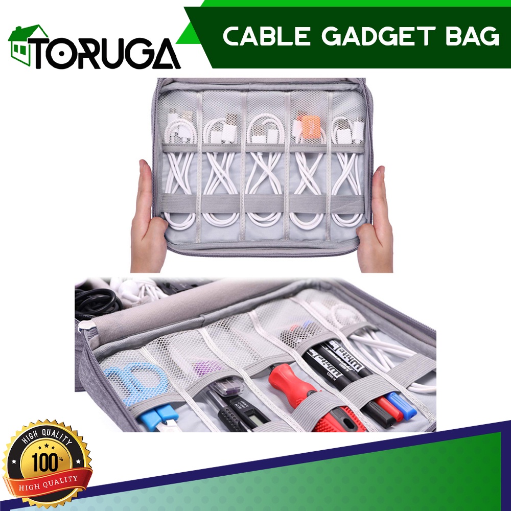 TRAVEL POUCH ORGANIZER CABLE GADGET BAG TAS KABEL CHARGER USB HP IPAD