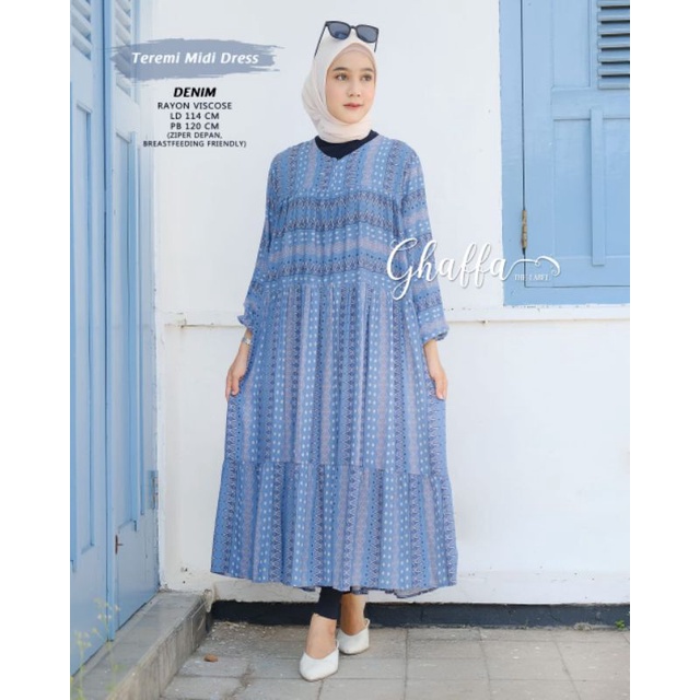 teremi midi dress katun rayon viscose by ghaffa