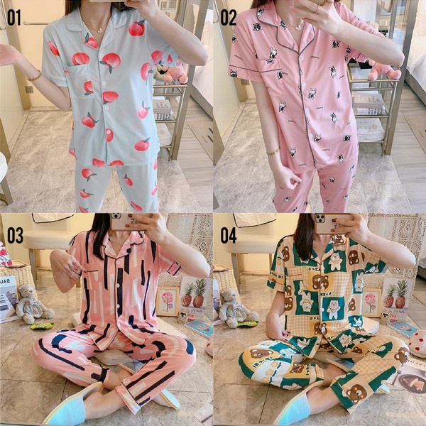 Setelan Piyama Baju Tidur Kerah Wanita Korean Style T717