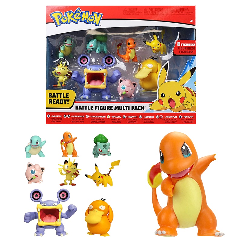 8pcs Set Pokemon Battle Action Figure Multi Pack Pikachu Meowth Loudred Hadiah Mainan