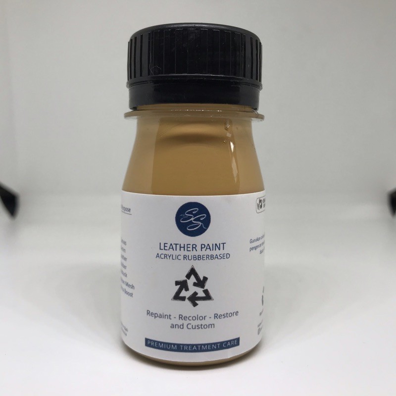 Cat Sepatu Kulit SS Leather Paint - Acrylic Rubber Cat Midsole, Rubber, Boost - Cat Tas Jaket Kulit-Cream Latte