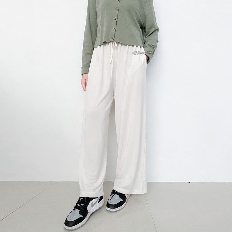 Longs pants Cullote Korean//Cullote daily//Cullote super jumbo//kulot wanita-Putih
