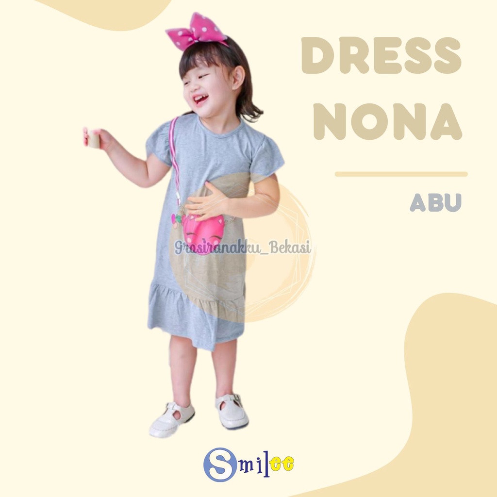 Dress Anak Smilee Nona Abu Love size 1-5Thn