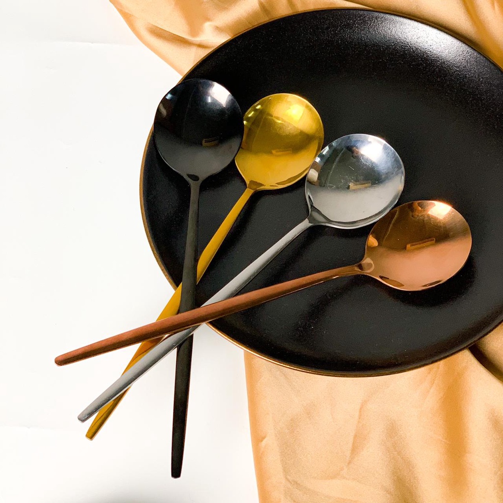 ASHOME Sendok Set Korea Stainless Steel Berbagai Warna (Satuan / Set) / Sendok Makan Emas / Sendok M