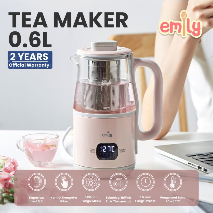 Emily Tea Maker 0.6L / Alat Pembuat Teh Elektrik Otomatis Multifungsi