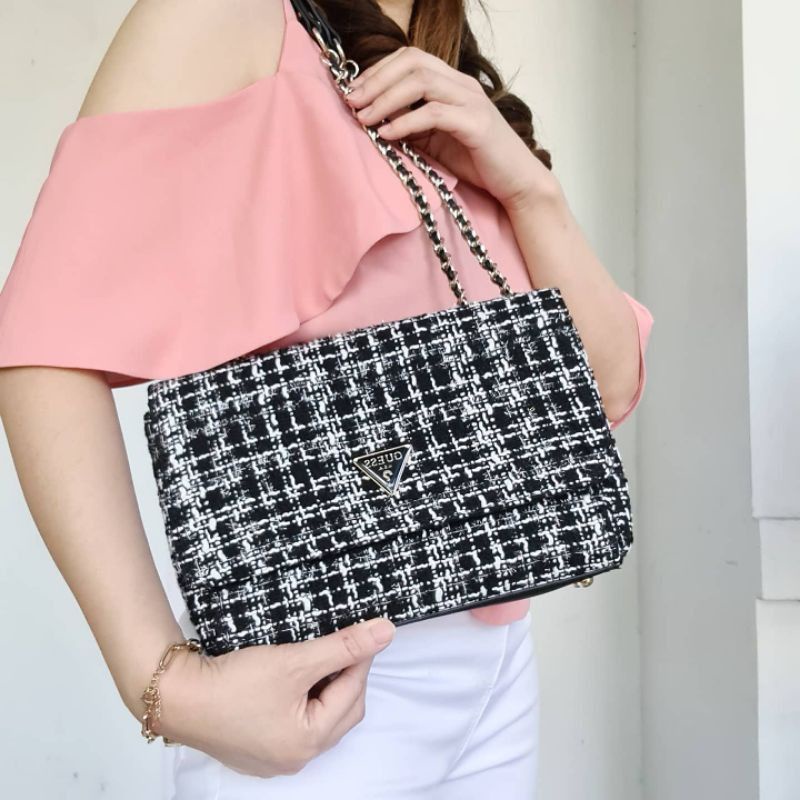 GUESS TWEED BLACK-WHITE