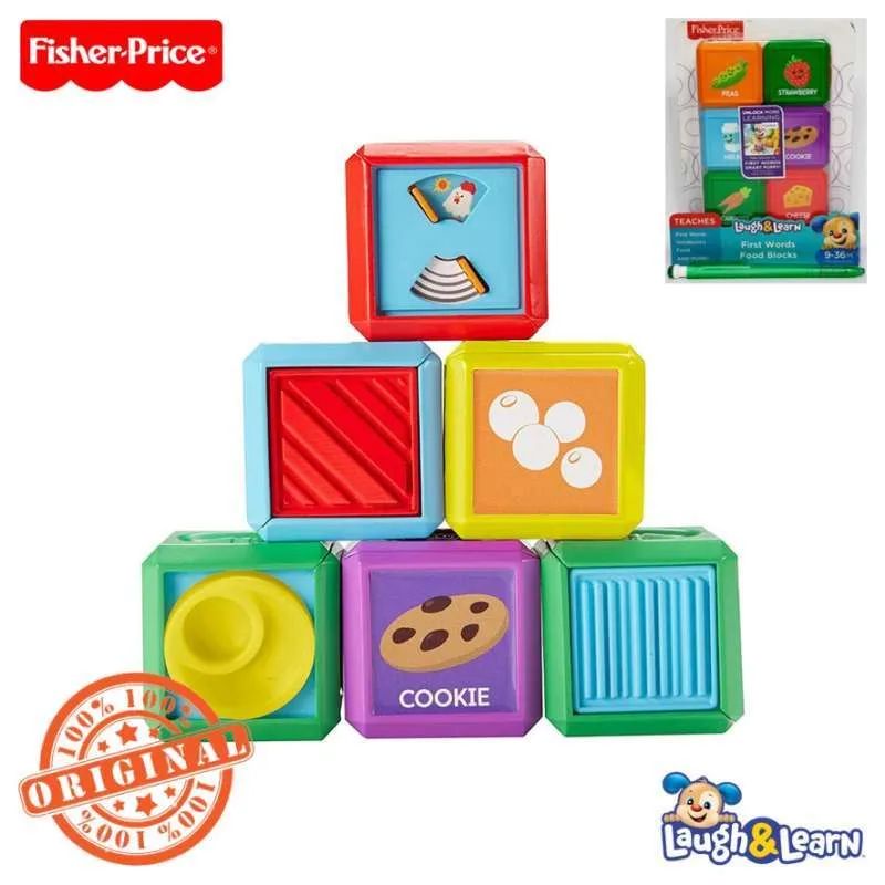 ori original fisher price first words food blocks mainan balok blok susun hadiah kado baby toy bayi