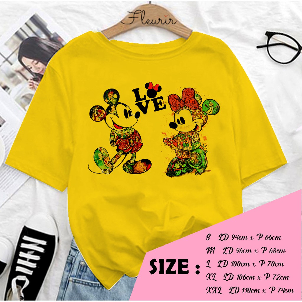 FLEURIR - BAJU MIKI MINI UNISEX KAOS DEWASA LENGAN PENDEK TEE UNISEX WANITA PRIA