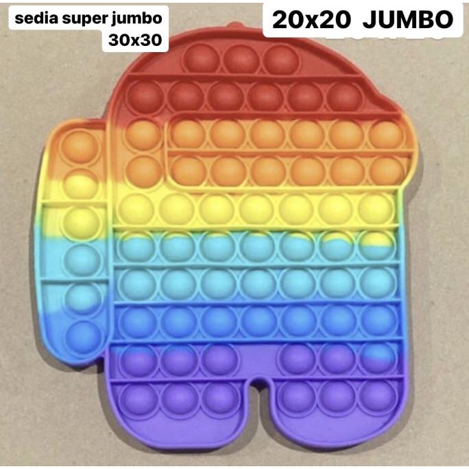 Pop It Fidget Toy Rainbow SUPER JUMBO Kotak Pelangi Butterfly Murah - AMONG Us 20 Cm