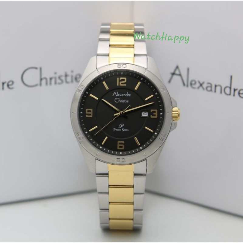 Alexandre Christie 1016 AC 1016 MD AC1016 MD Men Watch Stainless Silver Gold Black Dial 100%Original
