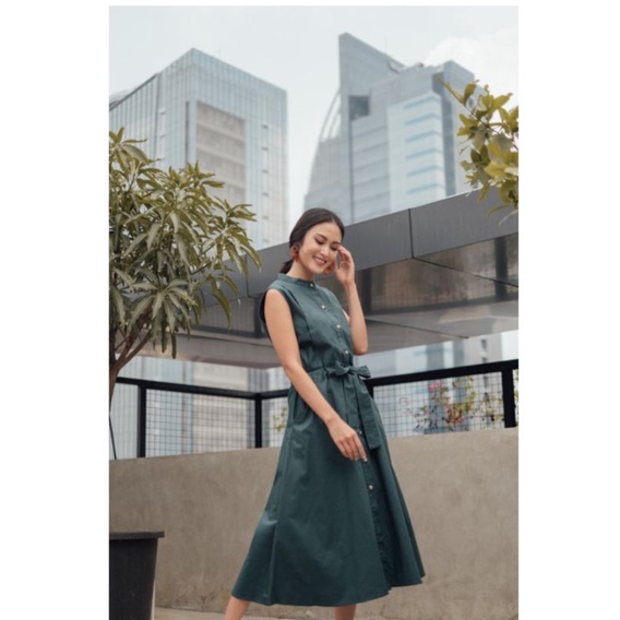 Maven Amelie Midi Dress in Jade Green