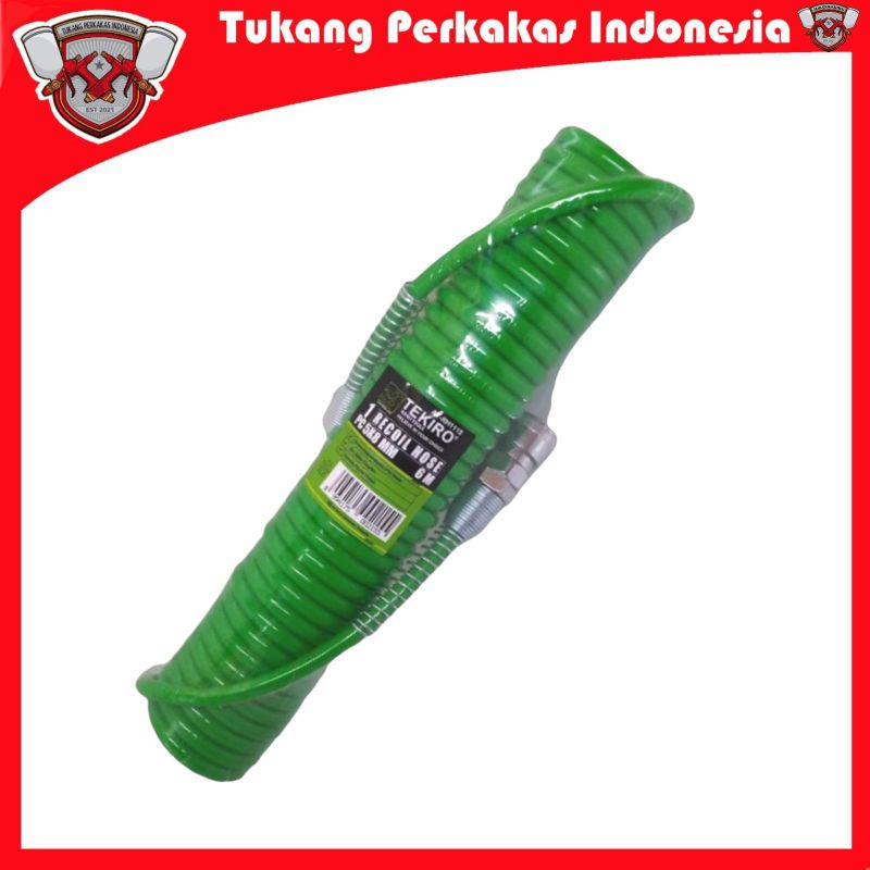 TEKIRO SELANG RECOIL 6 METER HIJAU SELANG SPIRAL TEKIRO 5×8MM