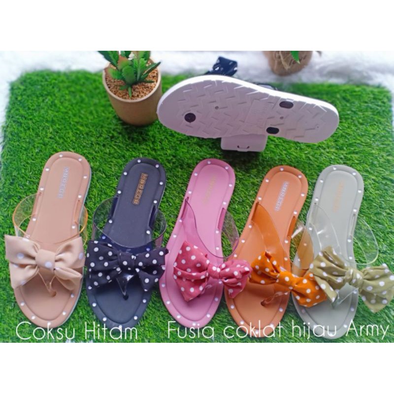 Morego Sandal wanita dewasa impor pita polka