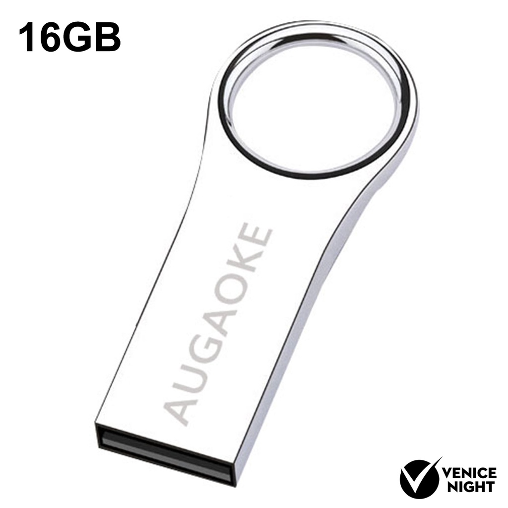 (SF) Augaoke 8 / 16 / 32 / 64 / 128GB Flash Disk USB Plug &amp; Play Bahan Metal Warna Silver Untuk Mobil