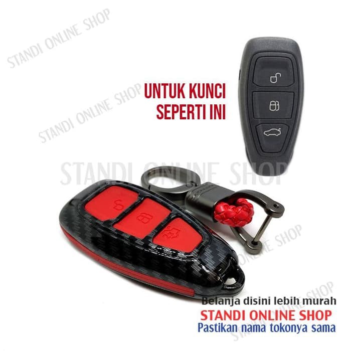 Cover Smartkey Sarung Kunci Ford Ecosport Focus Carbon Merah