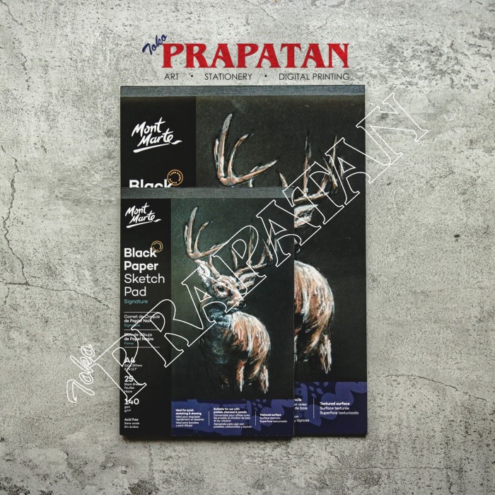 

Sketsagambar- Mont Marte Black Paper Sketch Pad Book A4 / Buku Sketsa Kertas Hitam -Buku-Gambar-