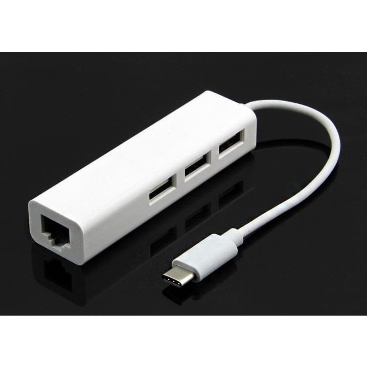 USB Type-C 3.1 To Lan Adapter With 3 Port USB Hub