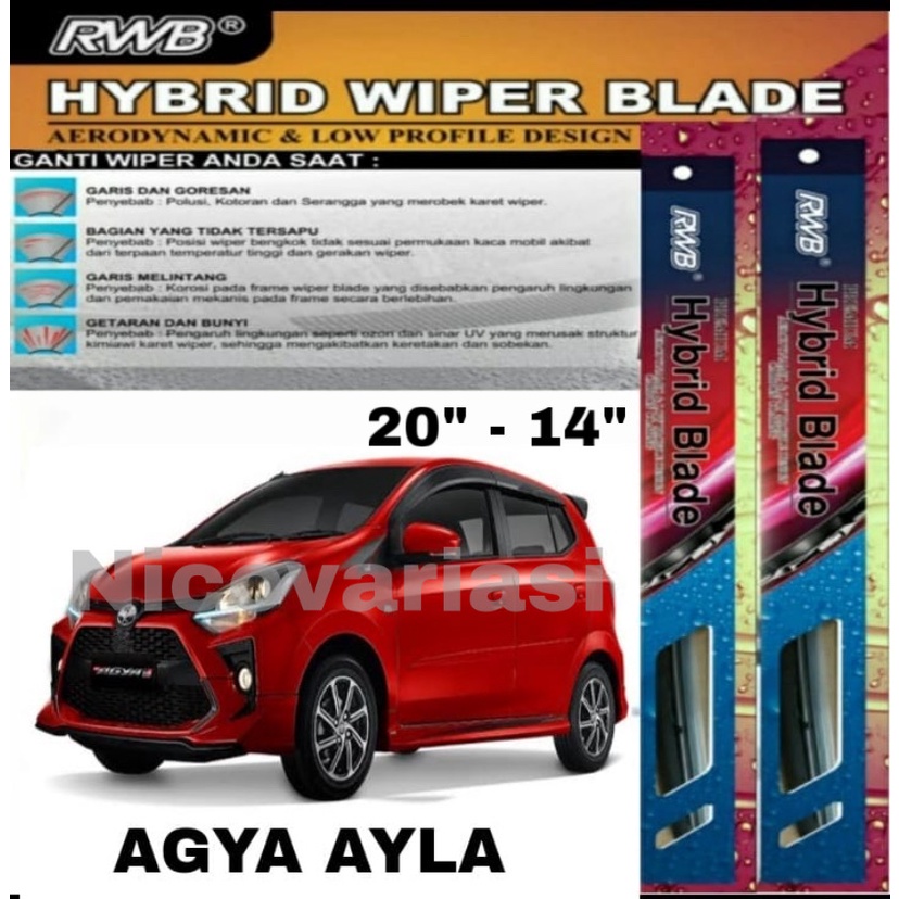 Wiper Mobil Wiper Hybrid Blade RWB Original Mobil Agya Ayla 20 - 14